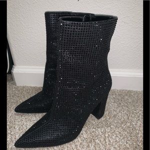 Rhinestone black booties